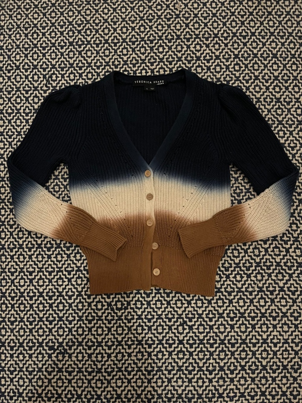 Veronica Beard Ombré Dye Cotton Cardigan Sweater